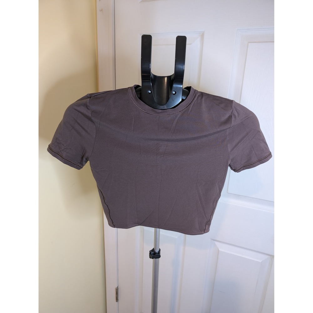 Lululemonโ Wundermost Ultra Soft Nulu Crewneck T-Shirt Womens S Espresso Cropped